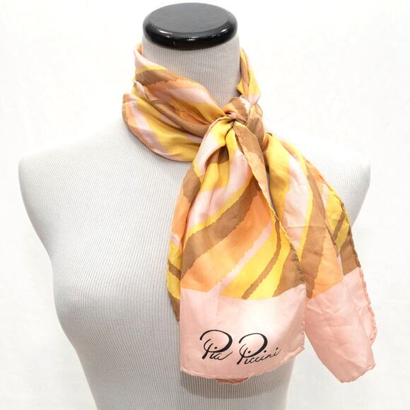 Pia Piccini 100% Silk Rectangular Pink Chevron Scarf - Picture 1 of 7